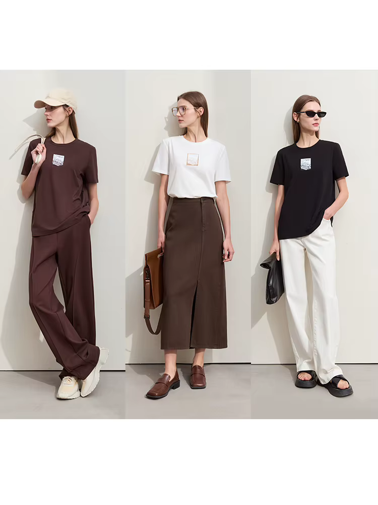 Amii-T-shirt manches courtes col rond femme