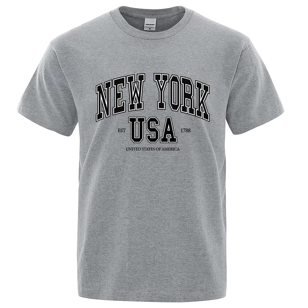 T-shirt à col rond pour homme, ample, en coton, surdimensionné, style Hip Hop, New York, Usa, Street City, 1788