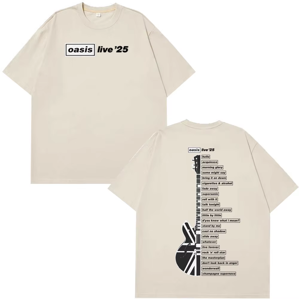 Oasis Live '25 Wembley Tour t-shirt Fan Merch haut d'été hommes surdimensionné Hip-hop mode T-shirts confort
