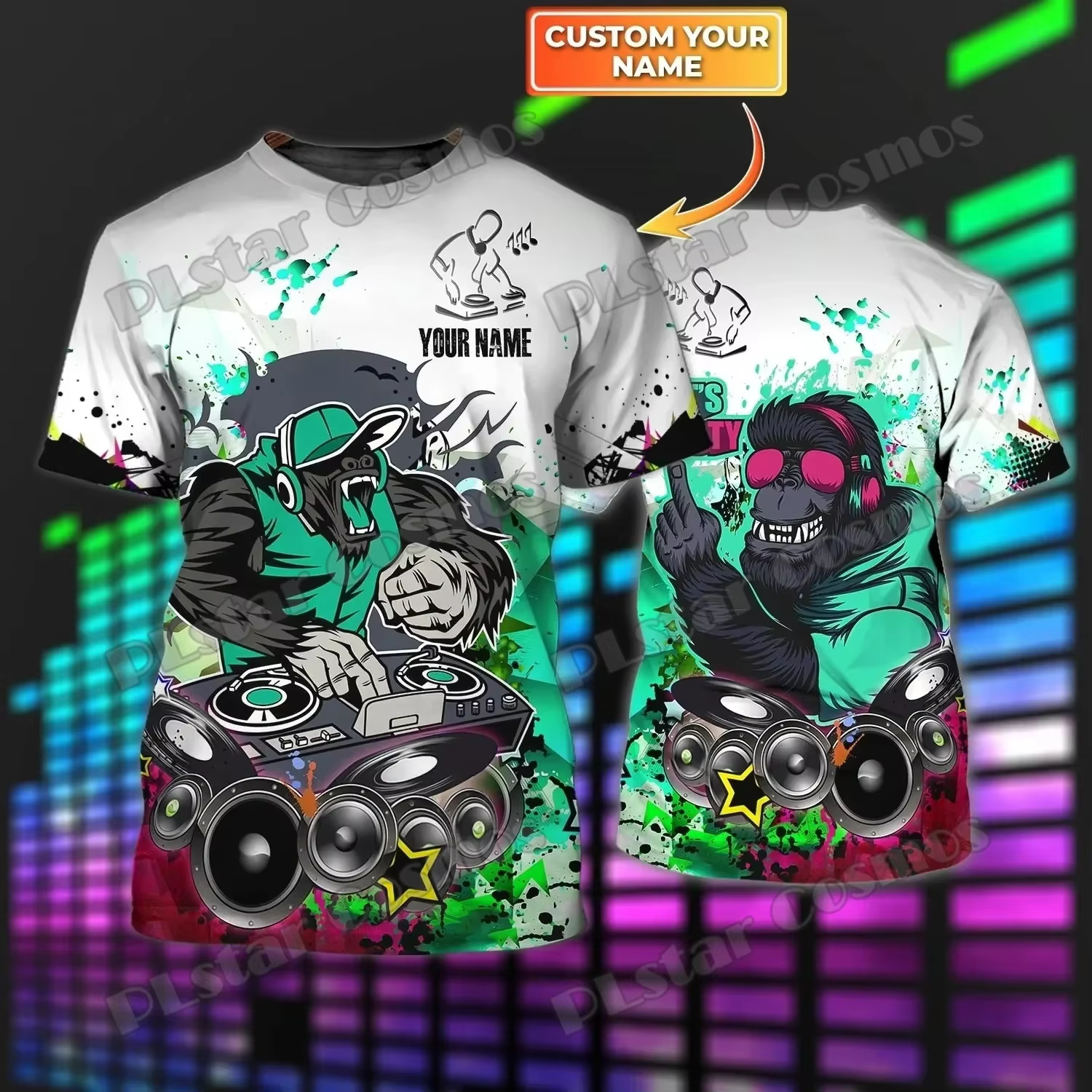 Nom personnalisé DJ Cat Disc Jockey 3D imprimé mode hommes T-Shirt été unisexe décontracté