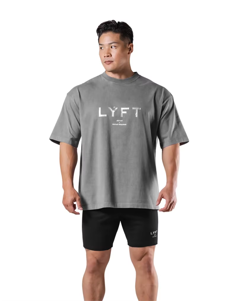 LYFT lavé classique LOGO 230GSM coton Vintage grand T-SHIRT hommes surdimensionné Muscle sport Fitness