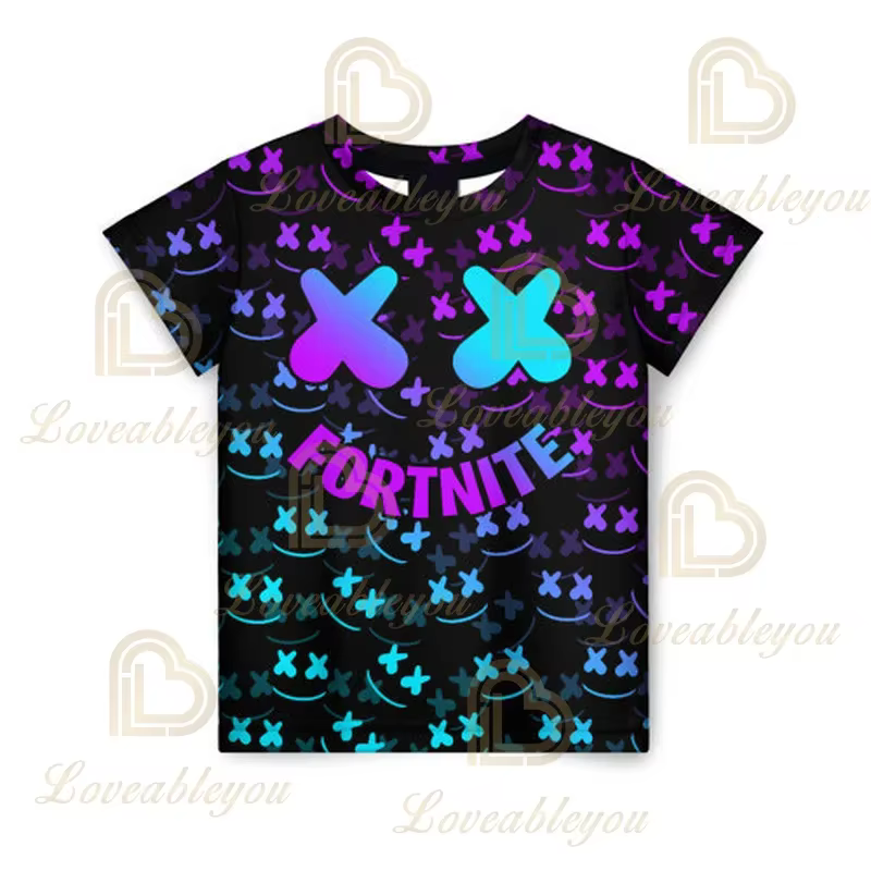 Fortnite 3d T-shirt enfants dessin animé à manches courtes
