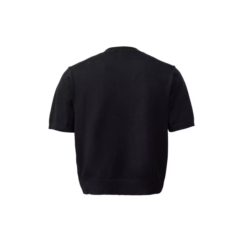 T-shirt tricoté à col bas uni avec drapé aux épaules pour homme