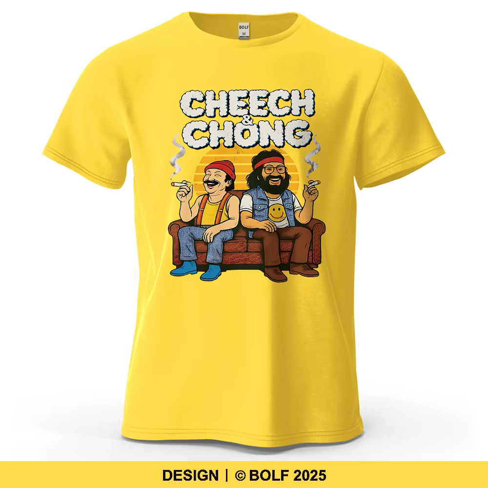 CHEECH & CHONG T-Shirt homme imprimé dessin animé 100% coton surdimensionné rétro drôle graphique t-shirts pour haut