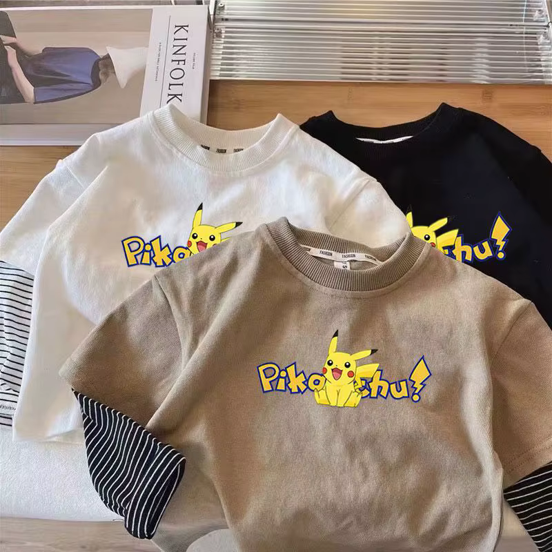 T-shirt pour enfants 100% coton Pokemon Pikachu Charizard Gengar imprimé