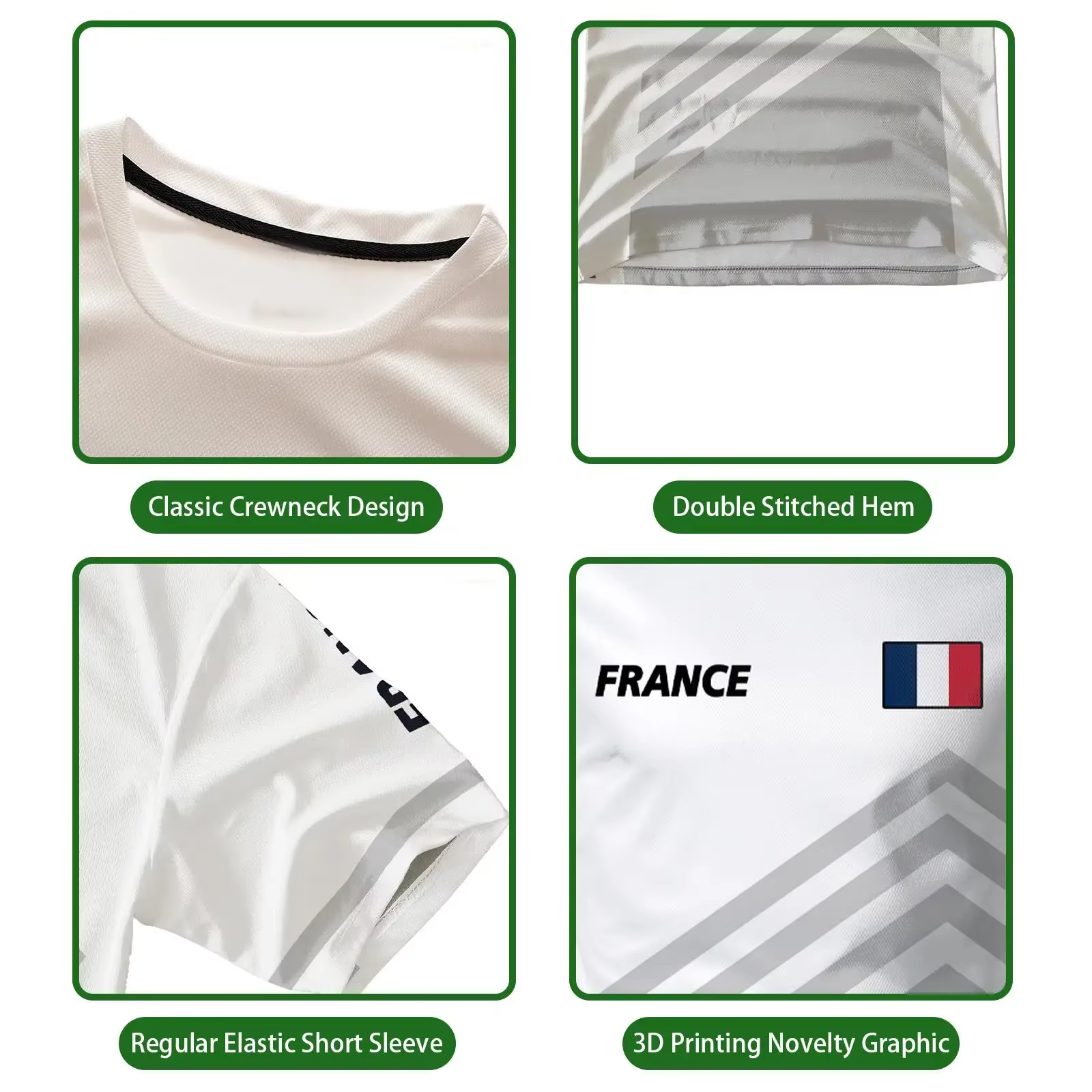 T-shirt drapeau français imprimé en 3D