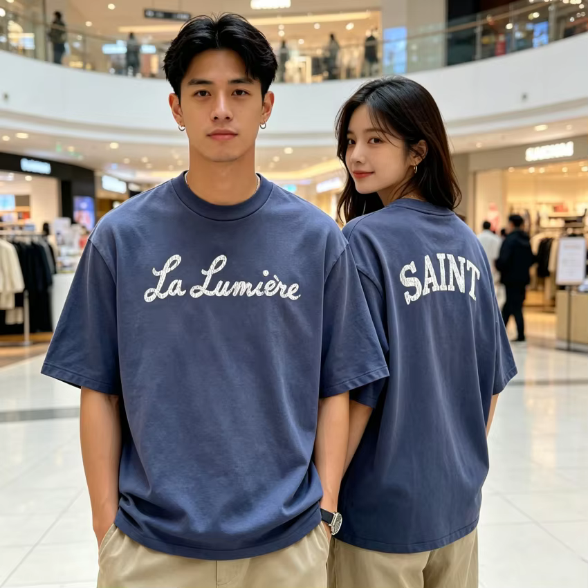 T-shirt en tissu imprimé Saint La Lumière vintage 2026 pour hommes et femmes