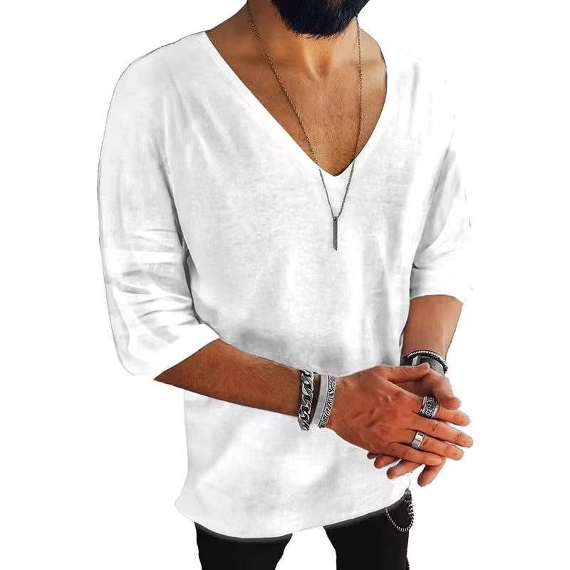 T-shirt en coton et lin pour hommes