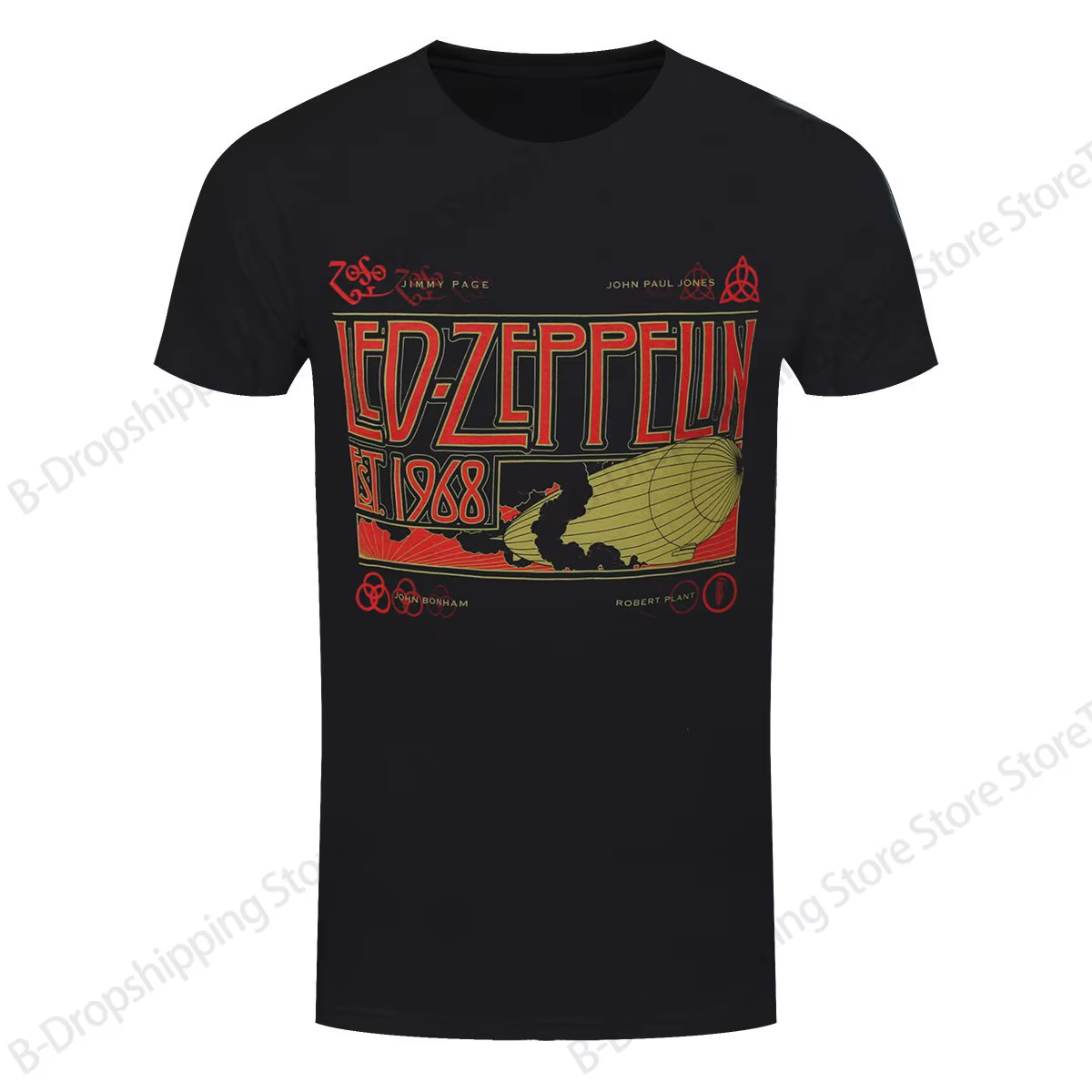 Nouveau T-shirt imprimé en 3D vintage Led Zeppelin pour hommes et femmes