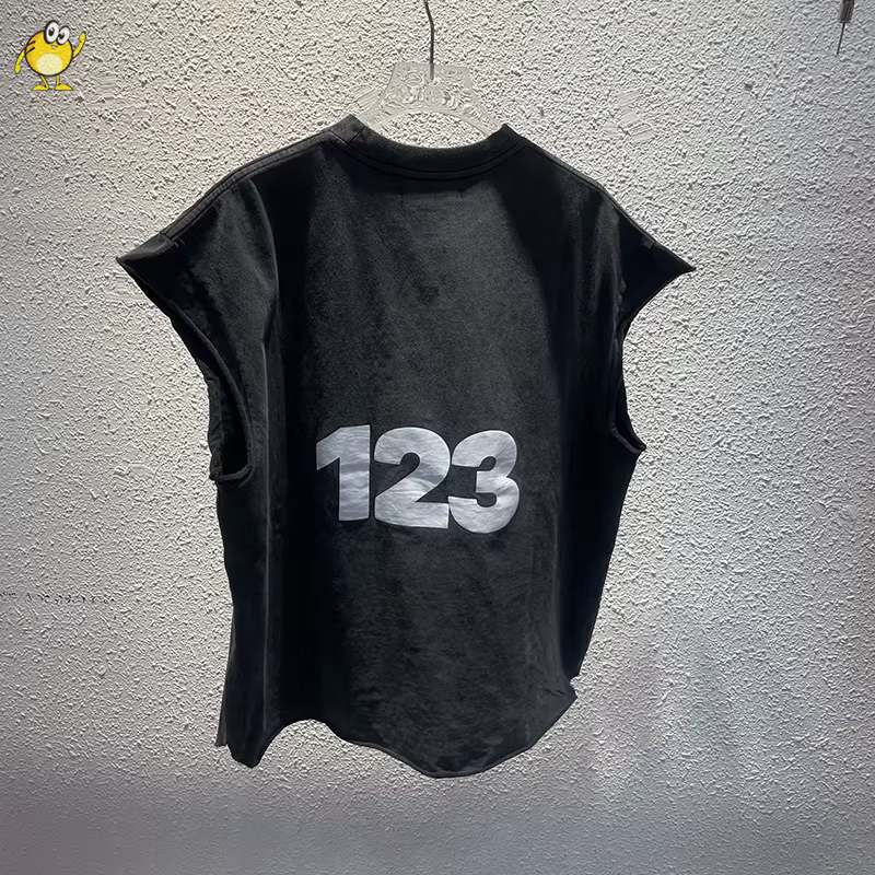 Haute qualité ample Vintage RRR123 manches coupées t-shirt hommes femme hauts à la mode