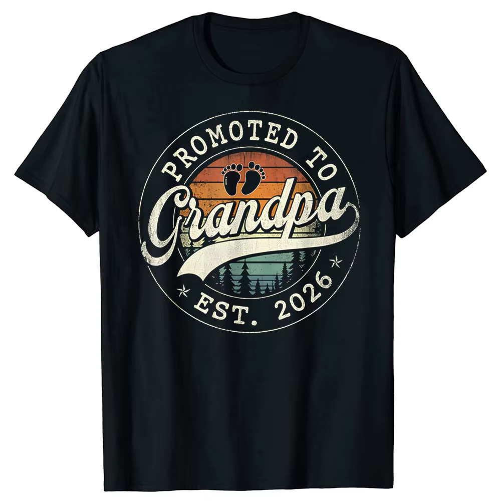 Drôle promu au grand-père Est 2026 grands-parents bébé annonce t-shirts coton à manches courtes surdimensionné ample