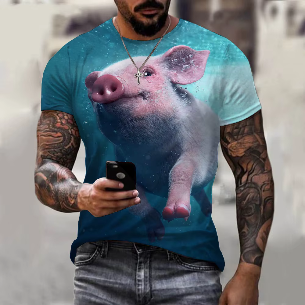 2025 t-shirts d'été nouveauté populaire Animal cochon impression 3d T-shirt drôle cochons haut décontracté respirant et