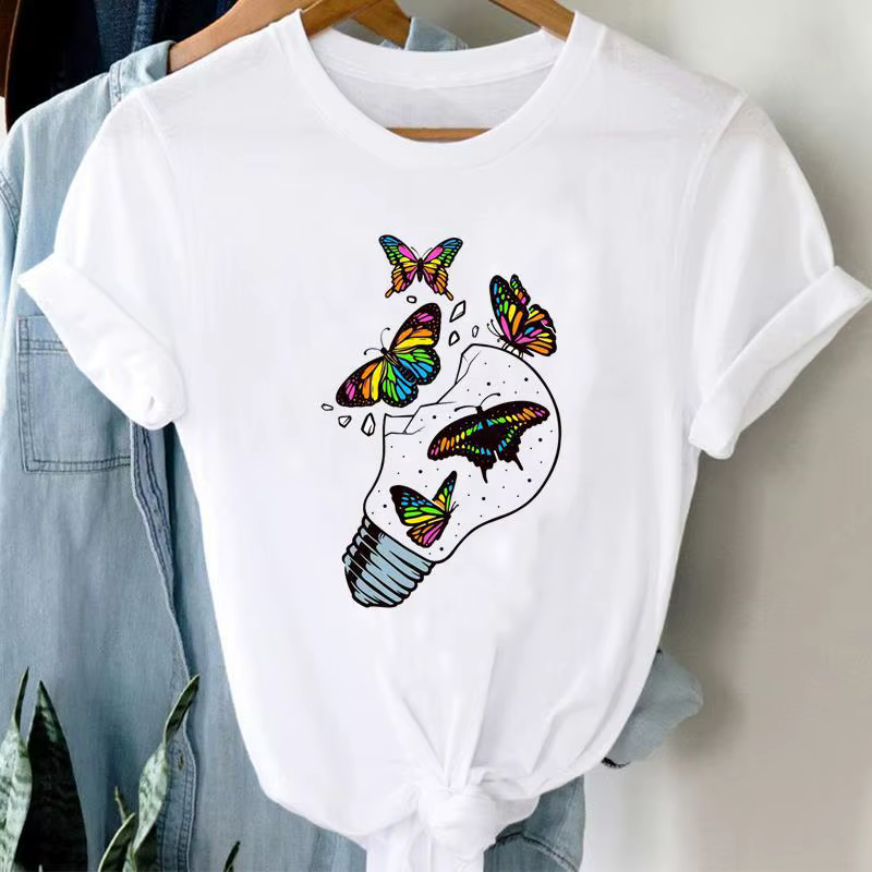 Lettres Ins vêtements femmes imprimé manches européennes t-shirts hauts surdimensionné t-shirt