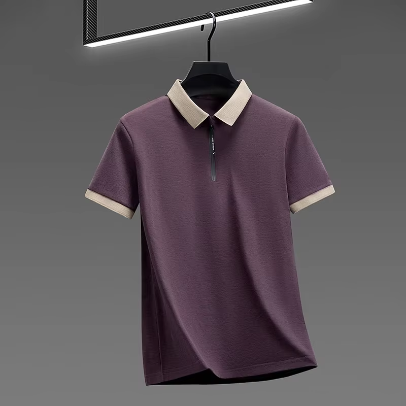 Chemises polo à fermeture éclair pour hommes
