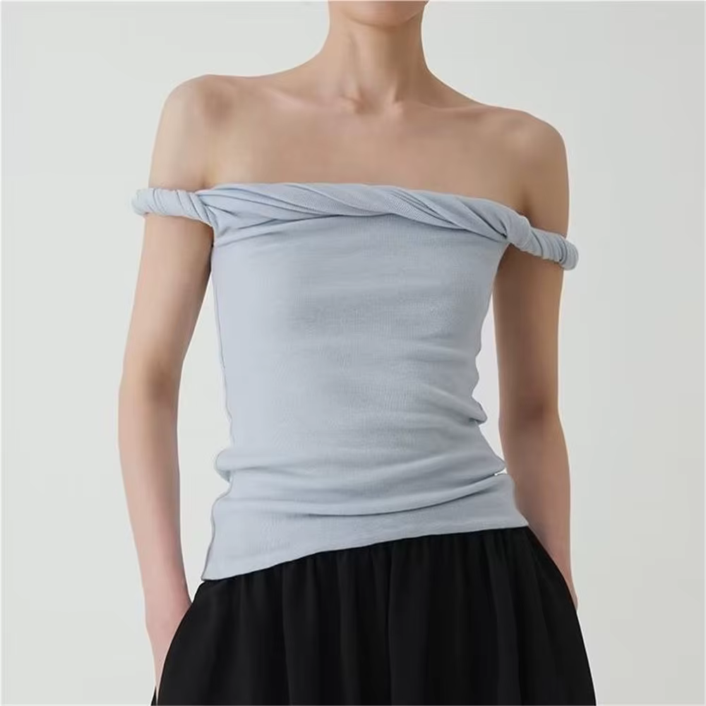 T-shirt à manches courtes et épaules dénudées pour femme