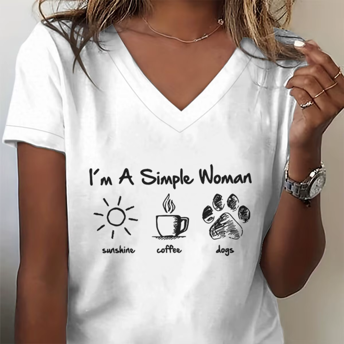 T-shirts pour femmes, motif « Je suis une femme simple » avec lettres