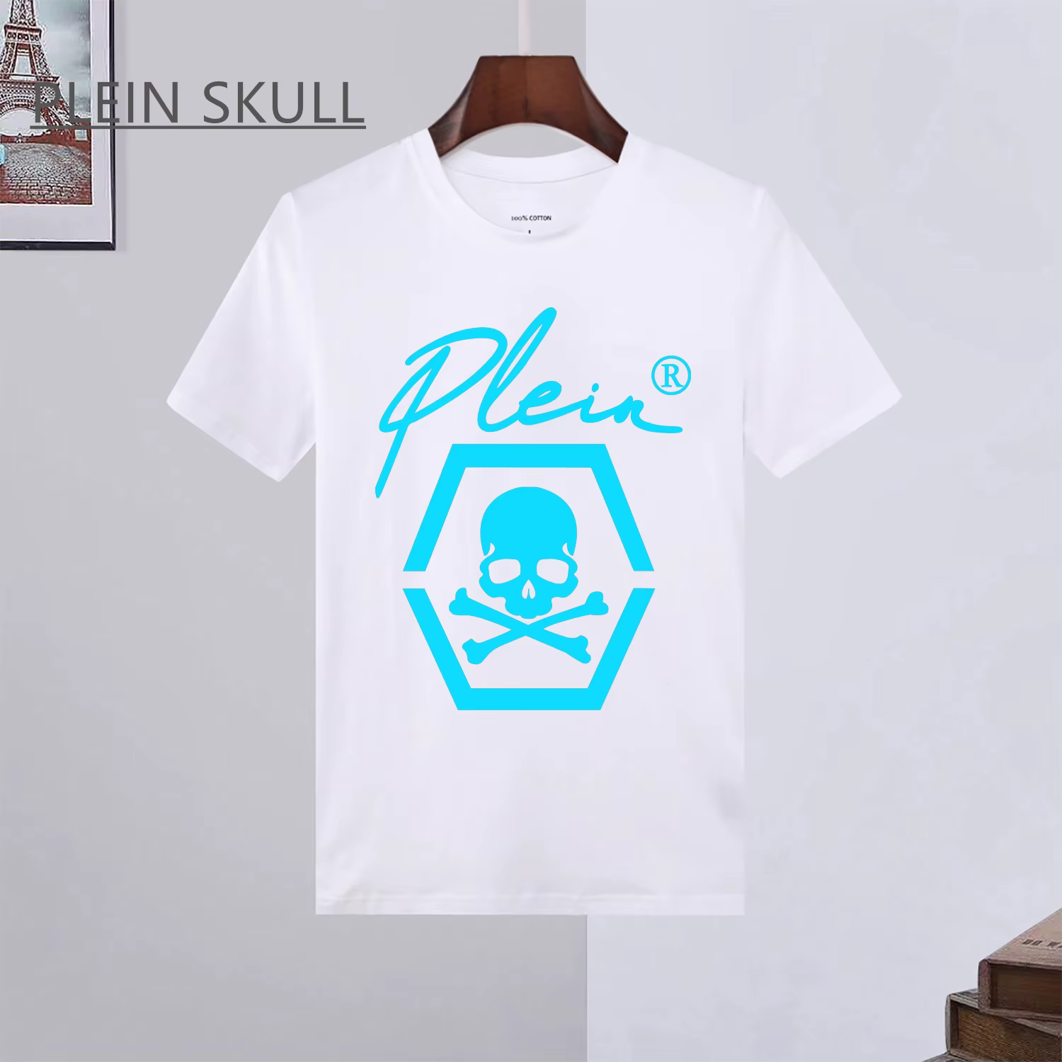 PLEIN crâne imprimé respirant T-shirt hommes rue gothique ample