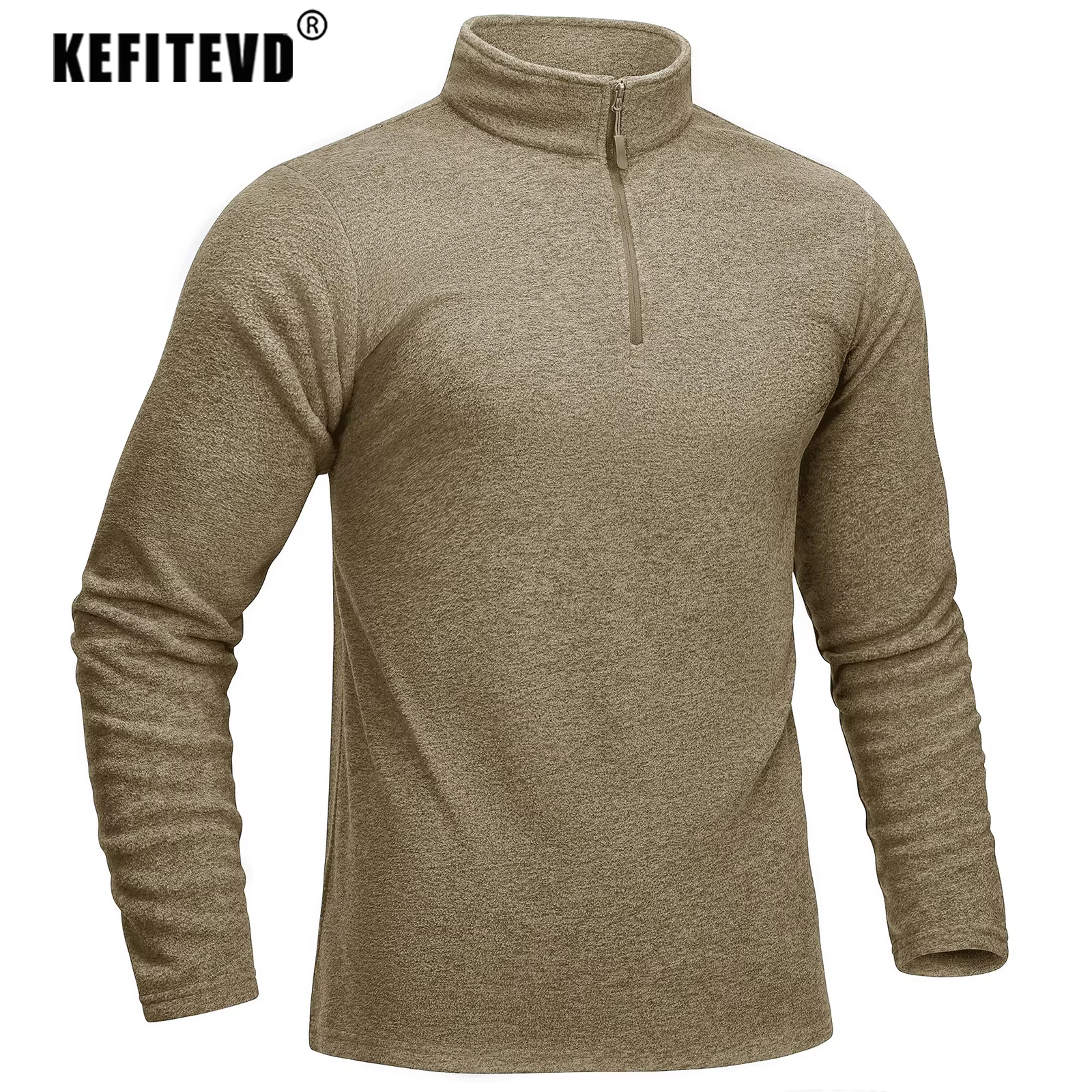 KEFITEVD hiver polaire chemises chaudes hommes 1/4 fermeture éclair thermique doux sueur randonnée chemise en plein air
