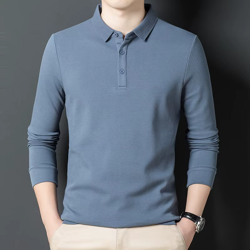 Polo décontracté à manches longues pour homme