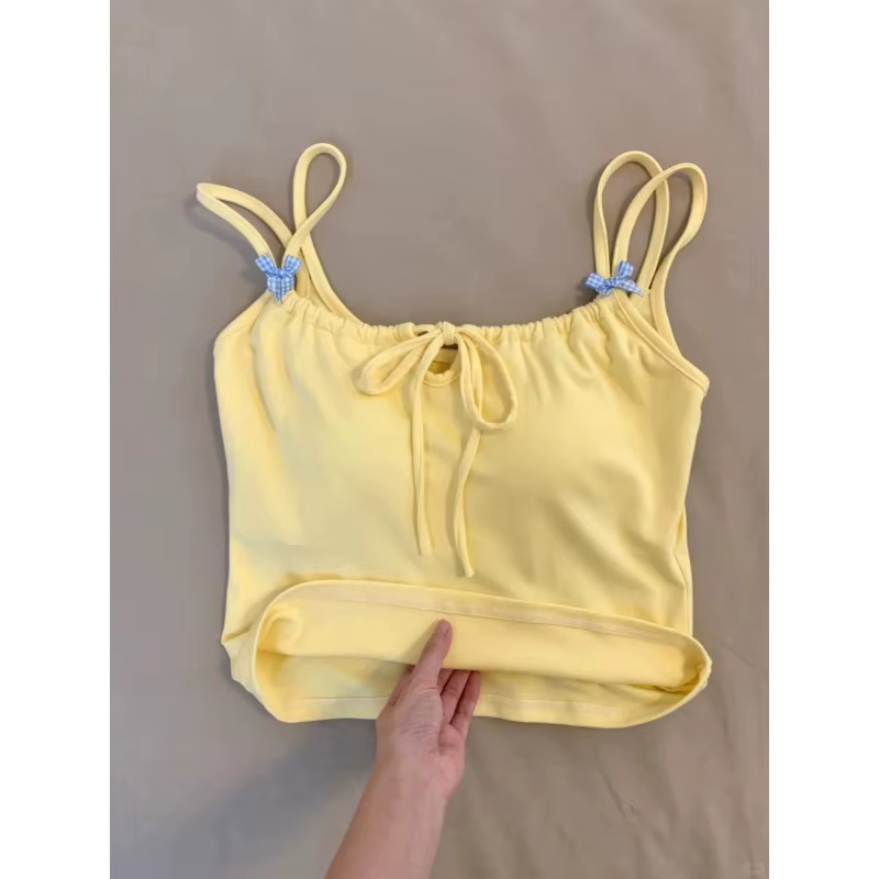Débardeur jaune pour femme avec coussinets de poitrine