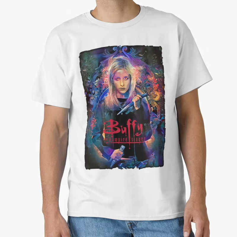 Film effrayant Vintage The Buffy Vampire Slayer films d'horreur T-shirt classique pour hommes grande taille hauts pour adultes S-6xl