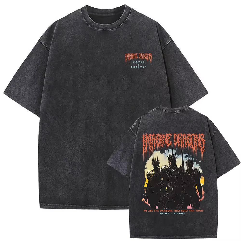 Rock Band Imagine Dragons Loom World Tour 2025 lavé Vintage T-shirt hommes femmes gothique surdimensionné t-shirts