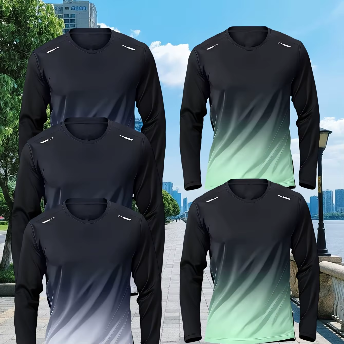 T-shirt de sport amincissant à manches longues pour hommes