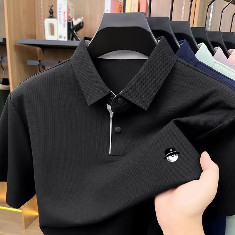 Nouveau Polo Homme Luxe Été Respirant Soie Glacée Séchage Rapide Manches Courtes Business Quotidien Golf Premium Brodé