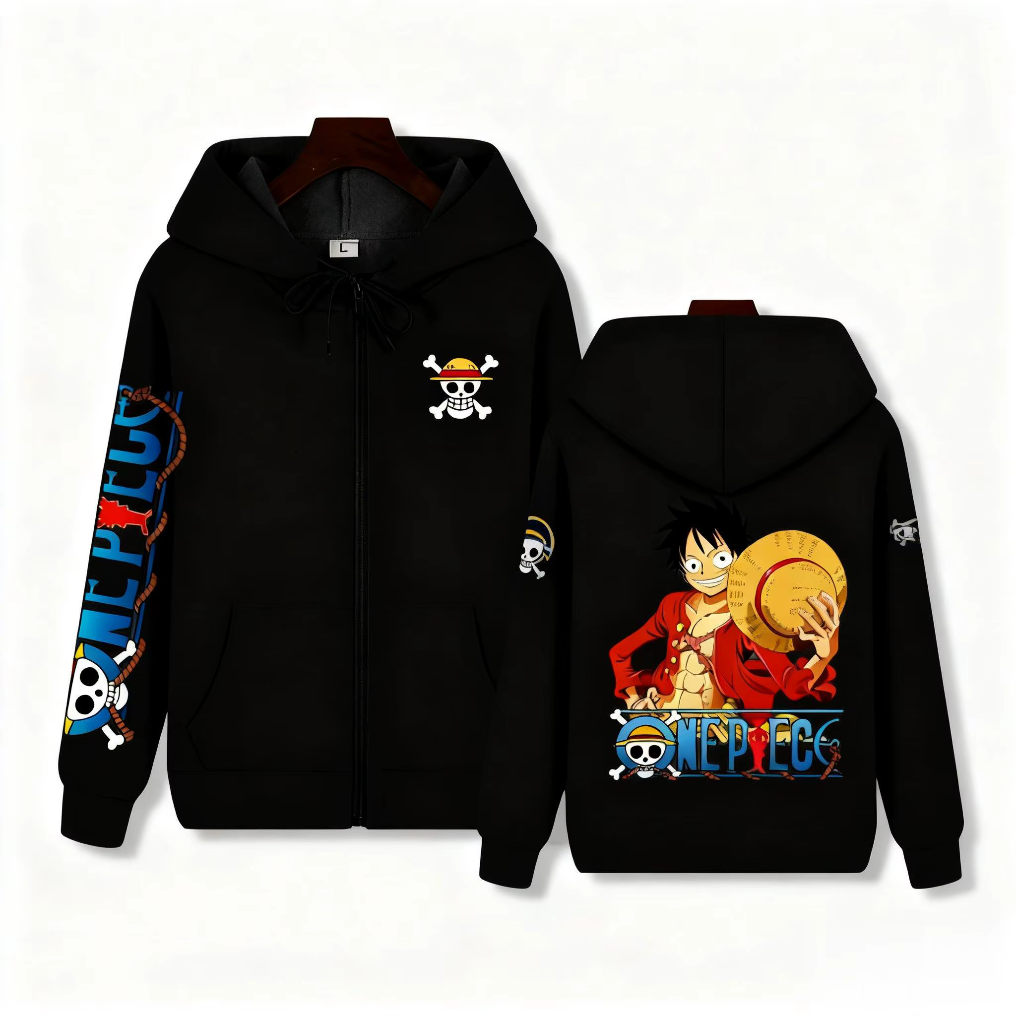 Anime pull à capuche zippé hommes femmes une pièce Luffy décontracté Streetwear Y2k automne hiver imprimé graphique à manches longues veste hauts