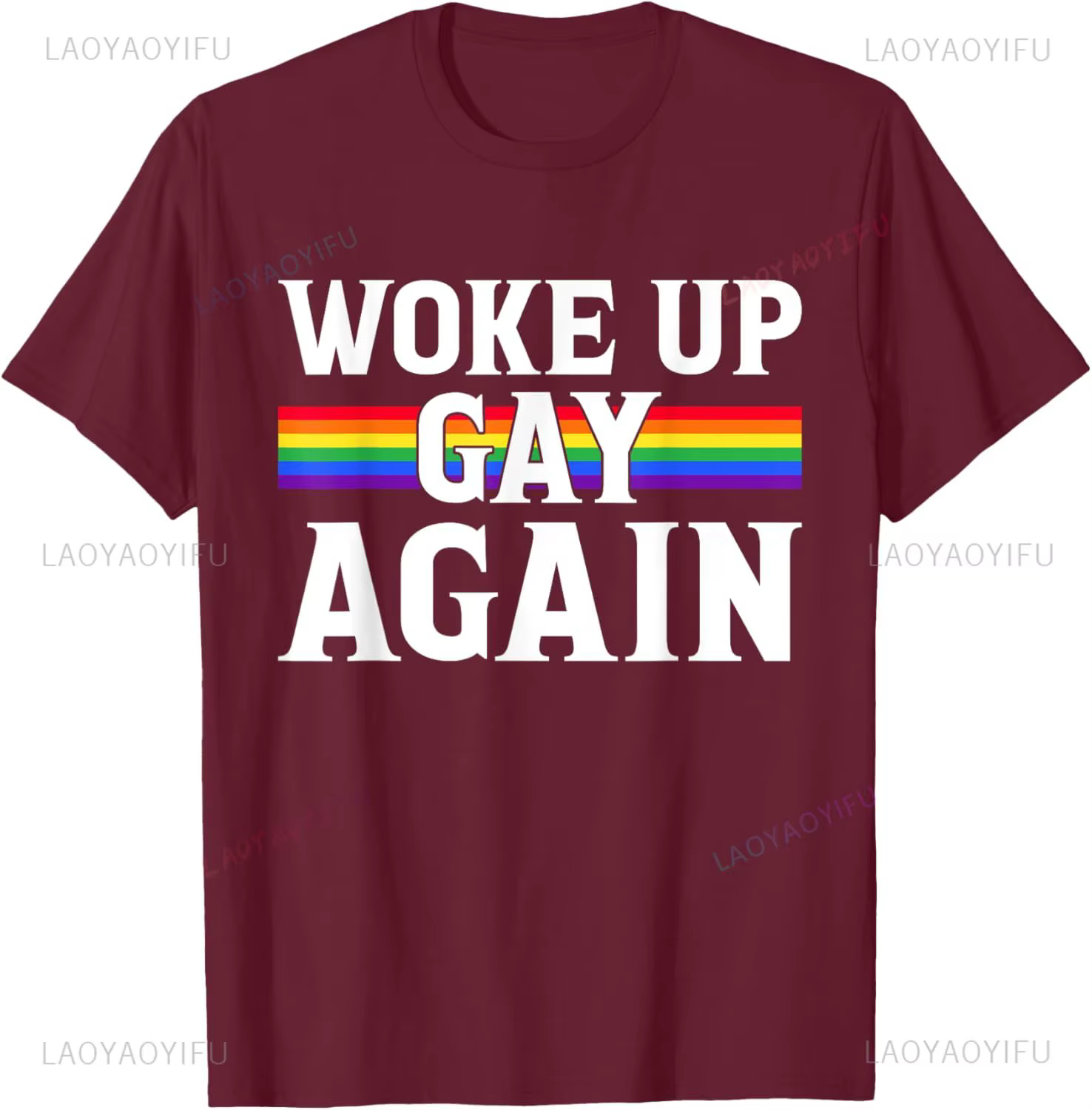 Woke Up Gay Again-drôle LGBT LGBTQ dictons T-Shirt femme homme été coton imprimé