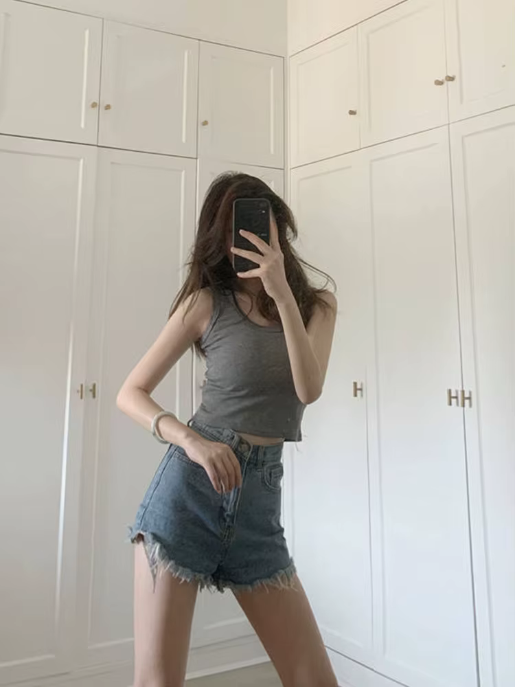 T-shirt blanc à col rond pour femmes