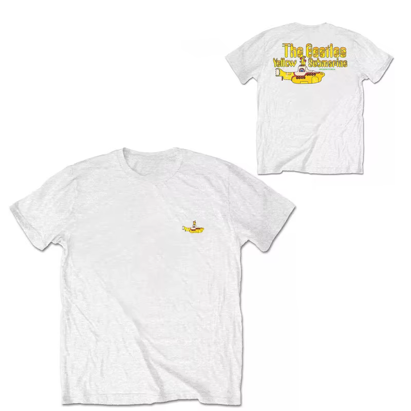 T-Shirt rétro noir en coton avec image de la bande The Beatles Yellow Submarin