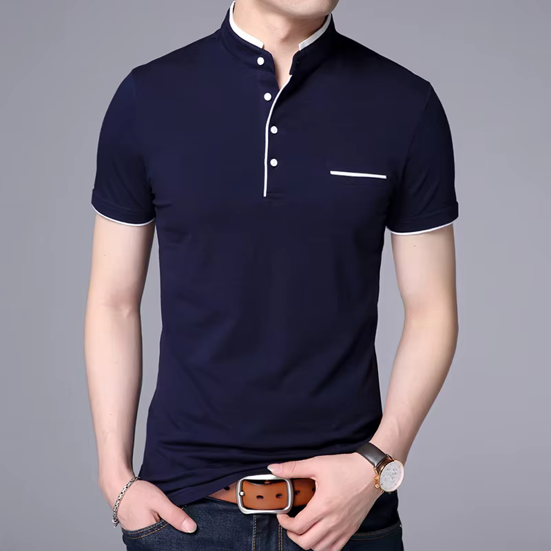Polo à col mandarin pour hommes