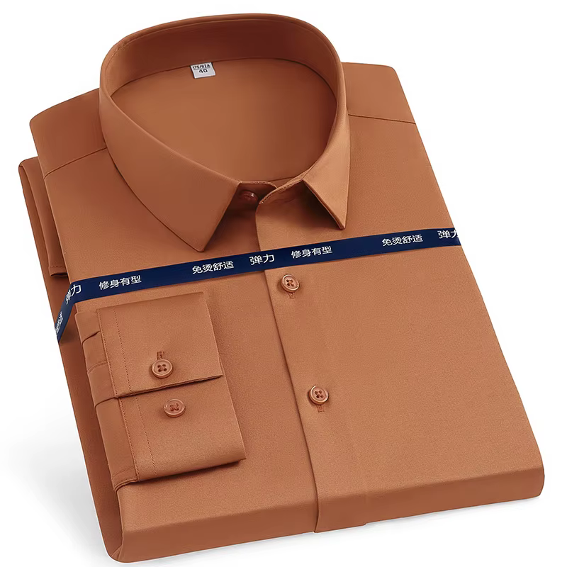 Chemises de bureau sans fer pour hommes, Anti-rides, douces, sans poche, intelligentes, décontractées, violettes, Slim Fit, haut pour hommes, dernière collection