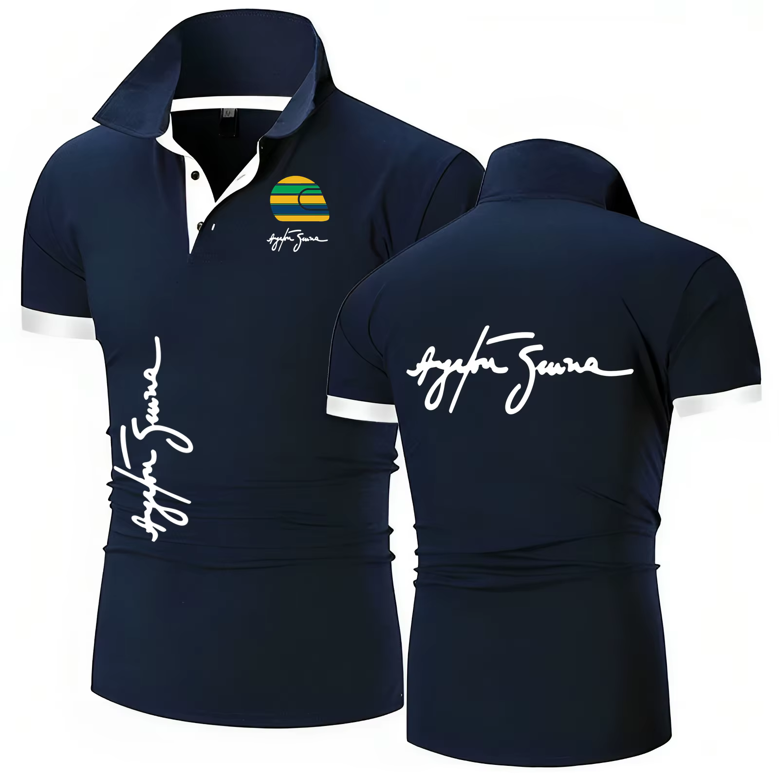 Polo de voiture Racing Ayrton Senna Hall of Fame pour hommes col rond pur F1 polos à manches courtes