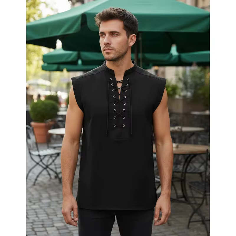 Débardeur pour homme style celtique viking steampunk, décontracté et gothique