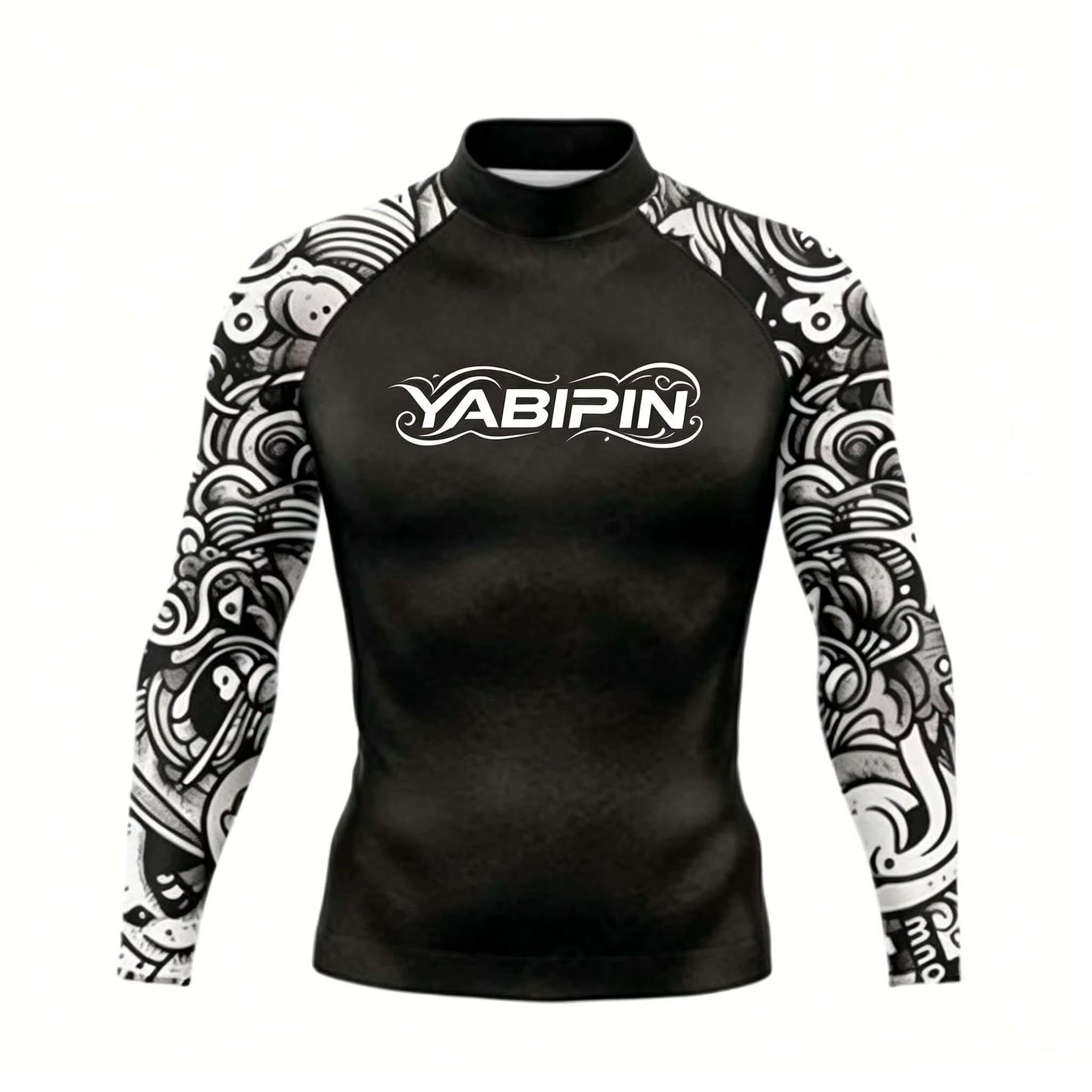 Rashguard à manches longues à séchage rapide pour homme avec col montant – T-shirt de plage anti-UV