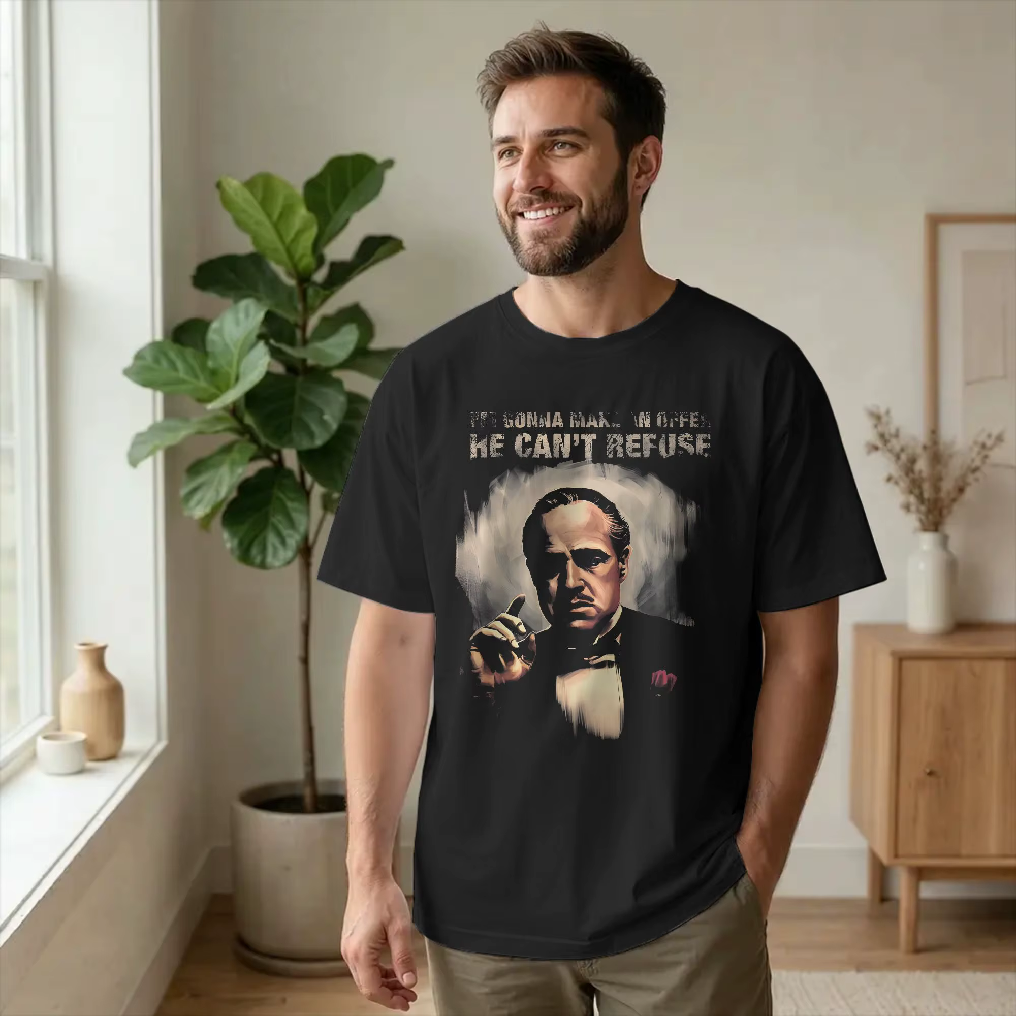 Parrain titre Original Logo T-Shirts pour hommes film américain nouveauté pur coton t-shirt col rond manches courtes