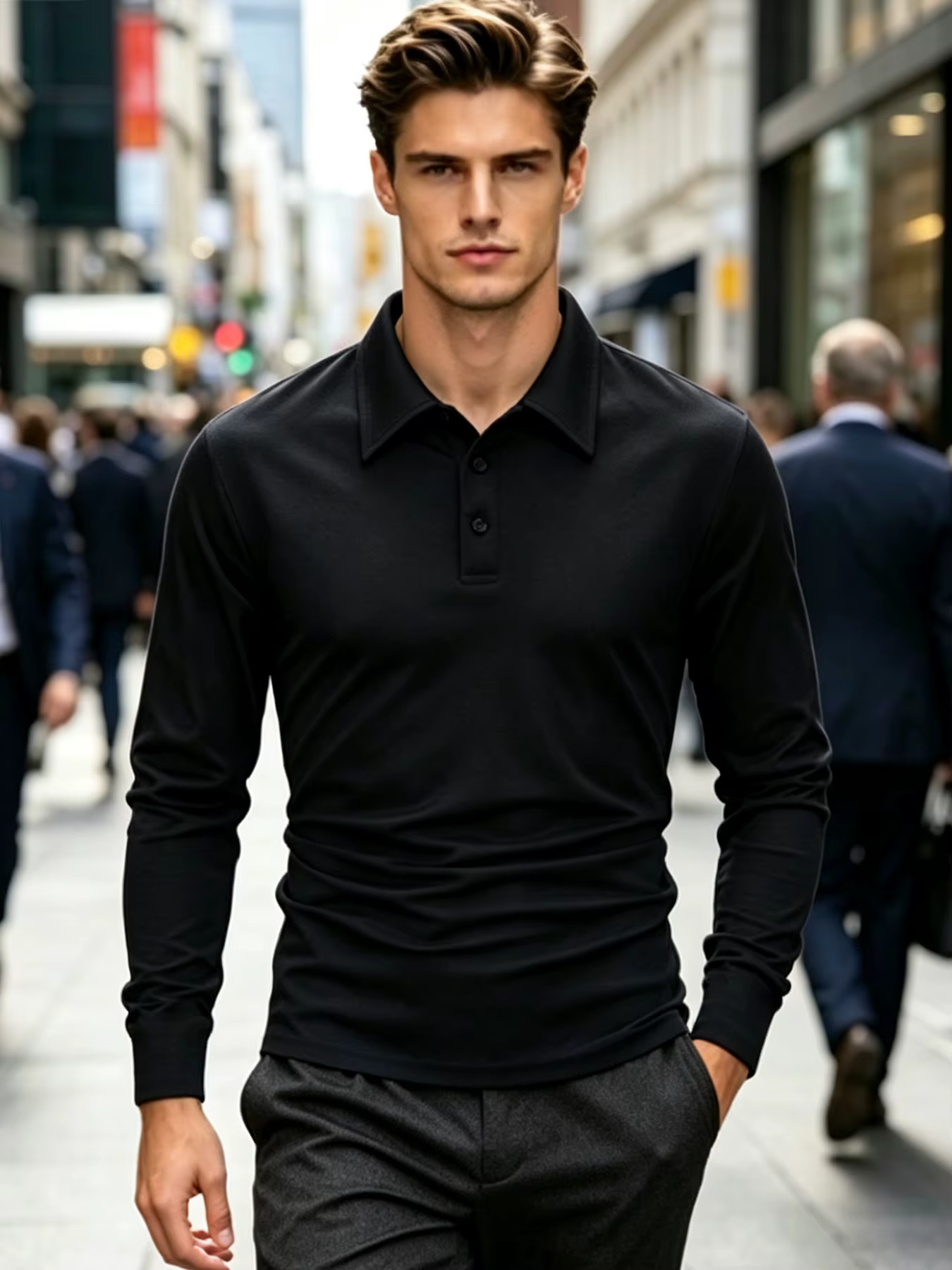 Polo à manches longues pour homme