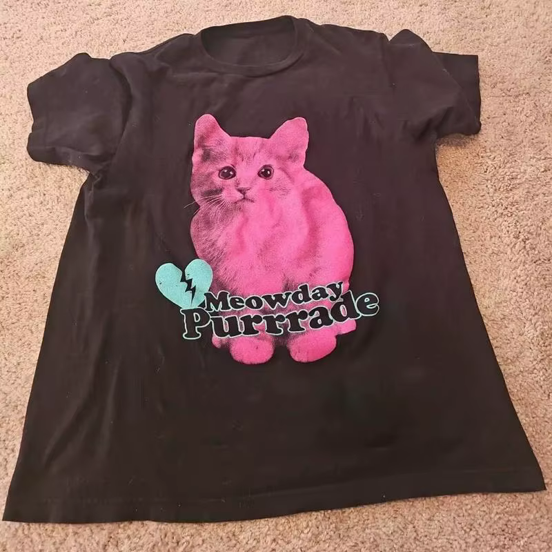 Rare Mayday Parade Band Cat Meowday Purrade t-shirt toutes tailles