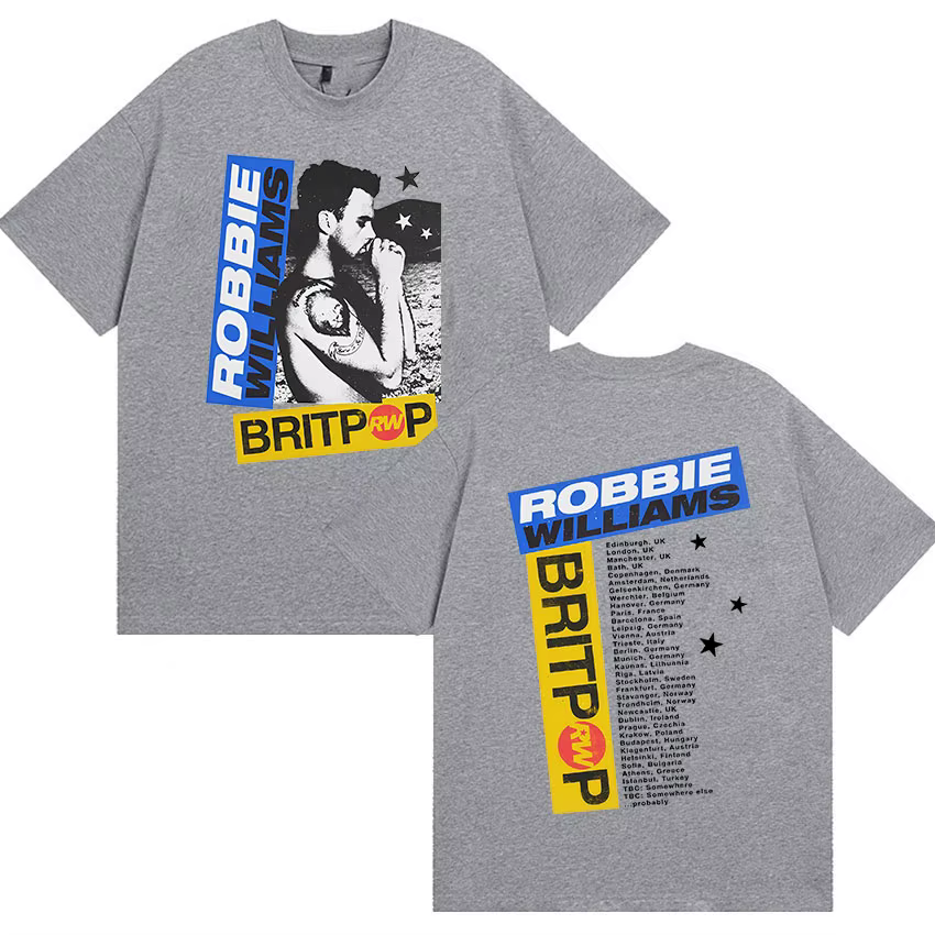 Robbie Williams Rw Album 2025 Merch T-shirt homme Hip Hop Rock gothique
