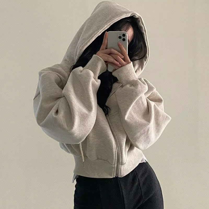 Sweat à capuche bleu marine avec doublure en polaire pour femme