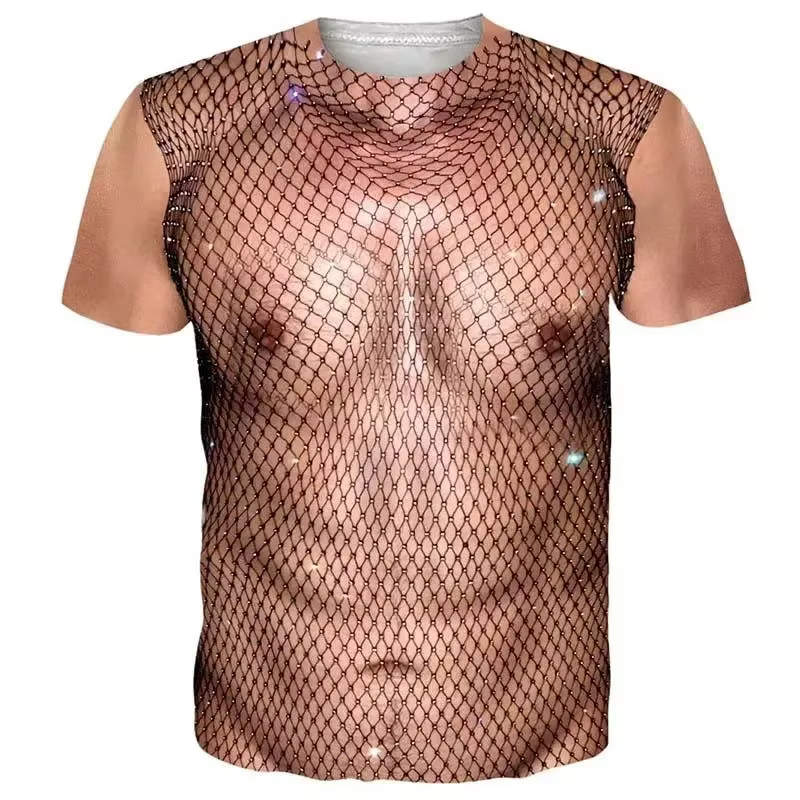 T-shirt graphique drôle pour homme avec poitrine poilue