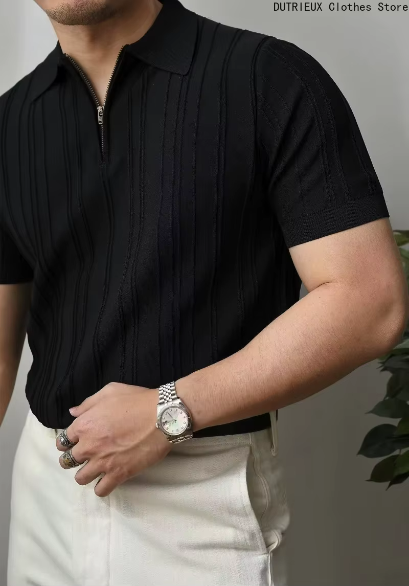 【2025 Vêtements d'été légers de luxe pour hommes】 Polo à fermeture éclair