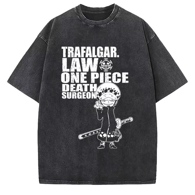 T-shirt unisexe délavé à imprimé graphique anime vintage gothique