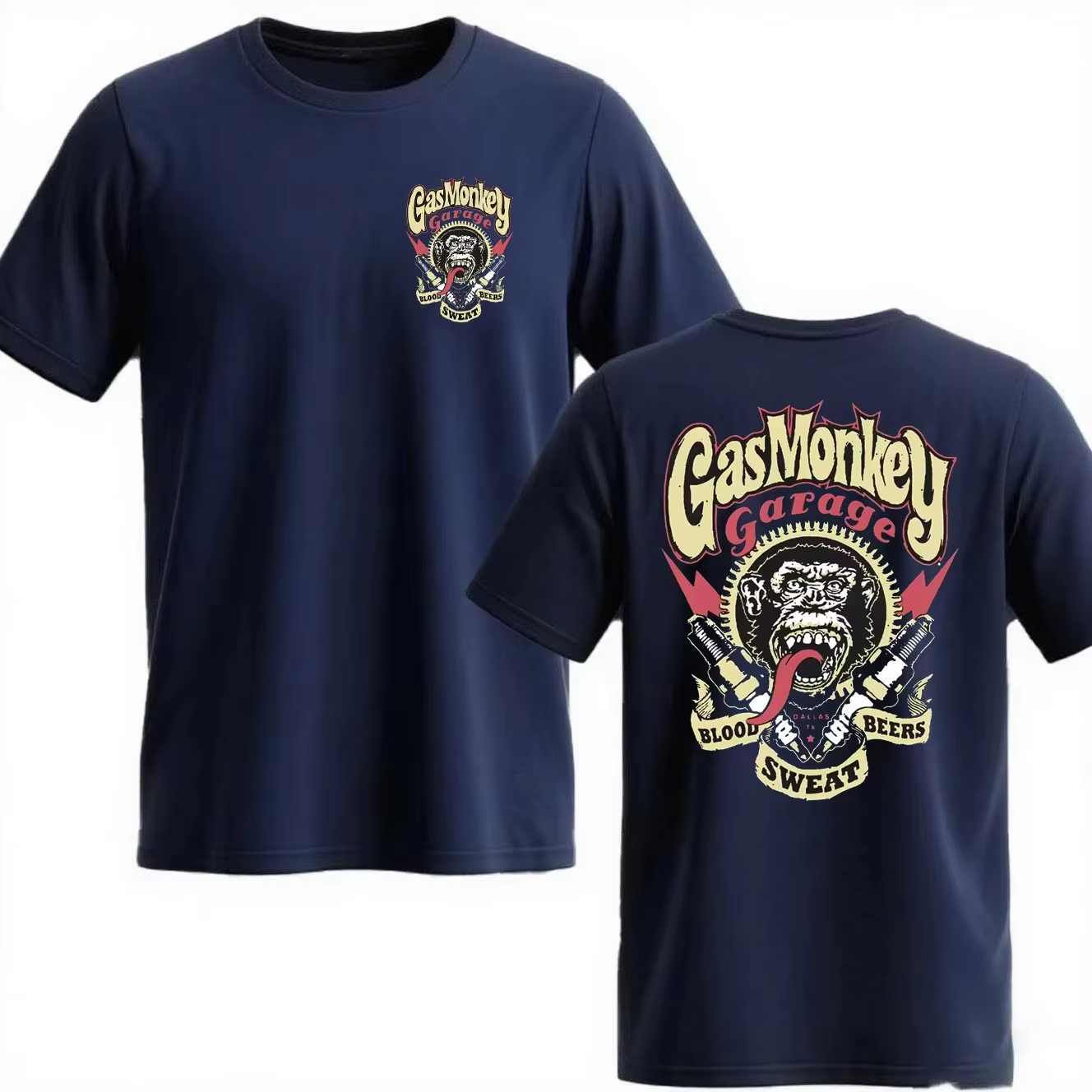 Nouveau T-shirt Homme Double Face en Coton Essentiel Gas Monkeys Garage Été 2026 – Collection Incroyable
