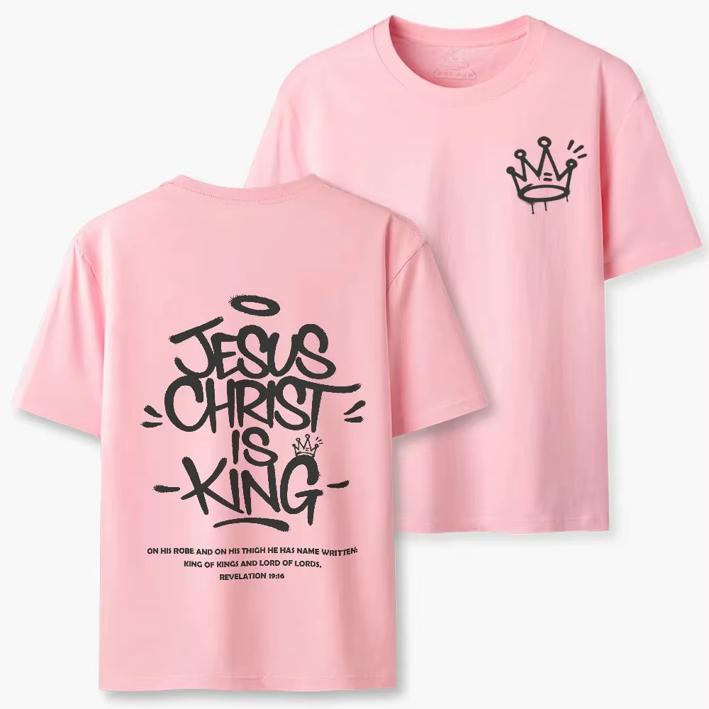 Nouveau style 2026 – T-shirt chrétien respirant et décontracté de haute qualité « Jésus-Christ est Roi » pour hommes et femmes – Collection été