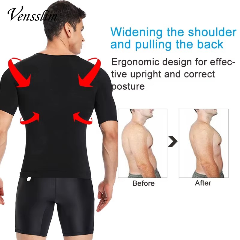 Compression minceur T-shirt hommes corps Shaper taille formateur Fitness gilet gros brûler poitrine mince chemise perte de poids shapewear
