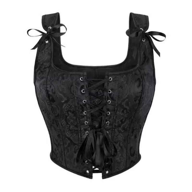 Blanc victorien Vintage Jacquard gilet femme avant à lacets débardeur hauts Corset Punk Goth vêtements Sexy Corselet femmes Shapewear