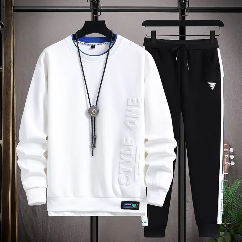 Ensemble t-shirt et pantalon blanc uni pour hommes